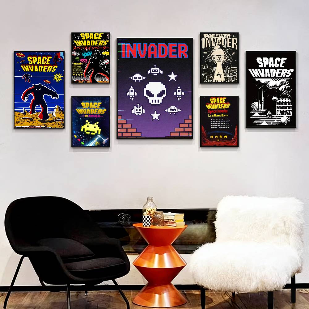 Home Cooking Game - S-Space Invaders Game Retro Poster Cetak