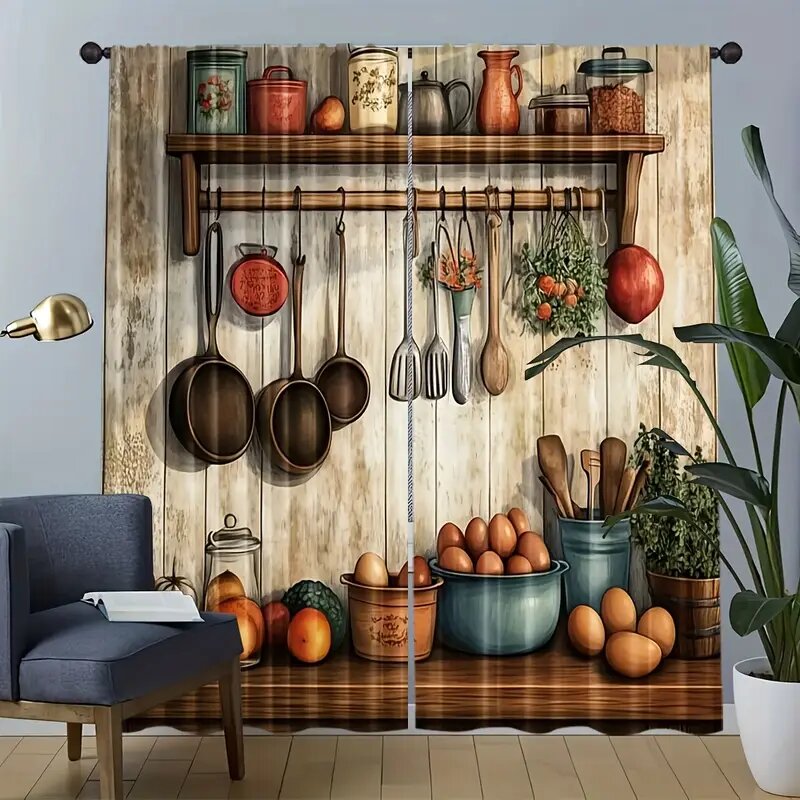Home Cooking Youtube - Dapur bergaya rumah pertanian retro, tirai