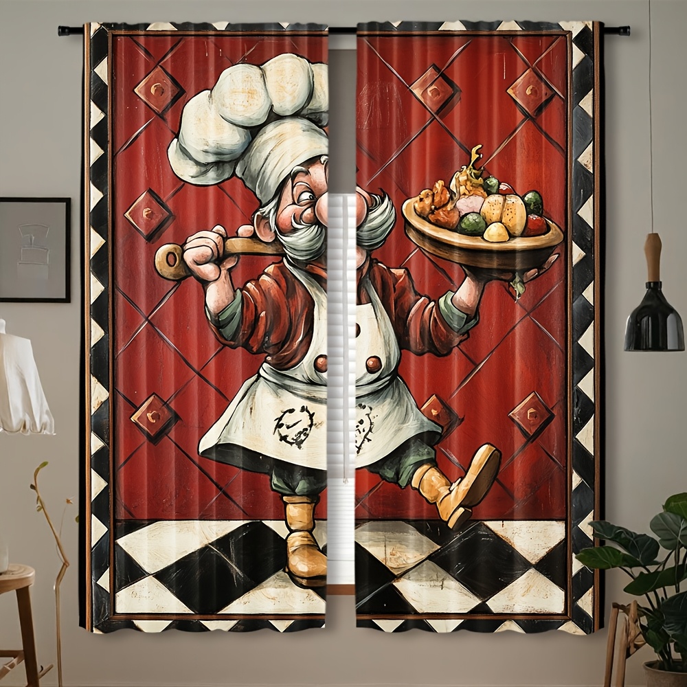 Home Cooking Youtube - Tirai Kartun Koki Unik Sepasang Dekorasi