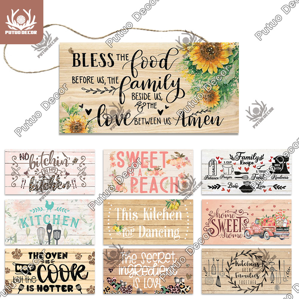 Home Cooking Cafe - Putuo dekorasi dapur kayu plakat memasak