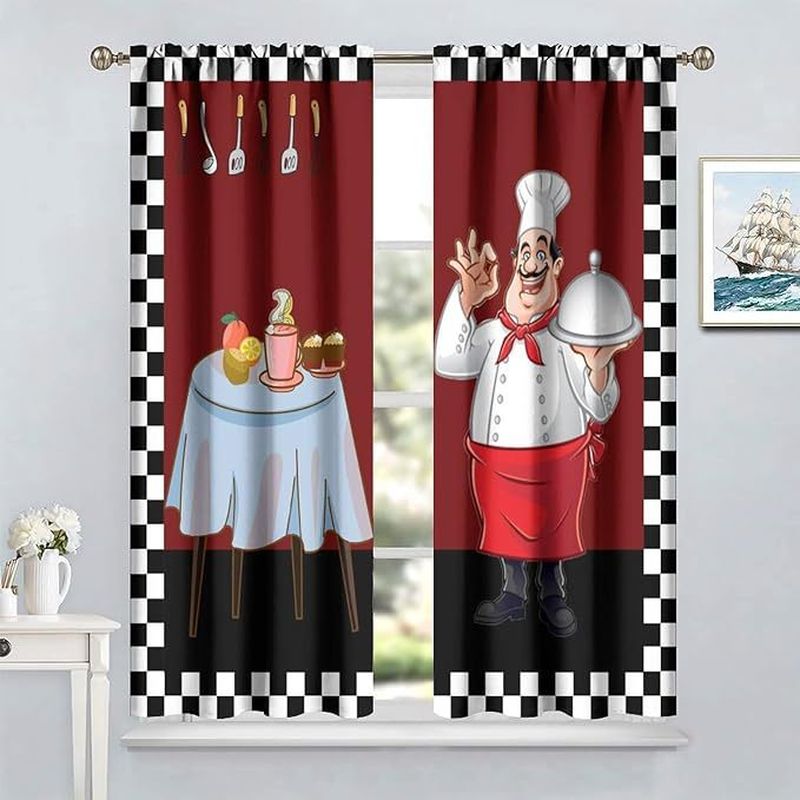 Home Cooking Youtube - Tirai Dapur Pendek VIKAMA Bistro Motif