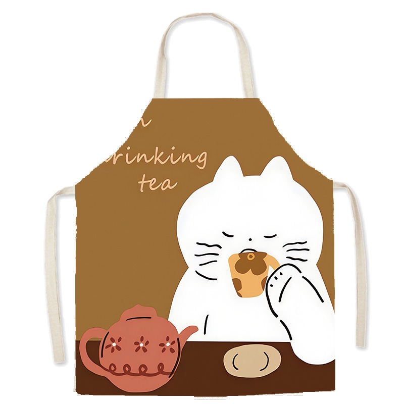 Celemek Cetak Kucing Putih Luc - Home Cooking Cafe ulasan dan harga
