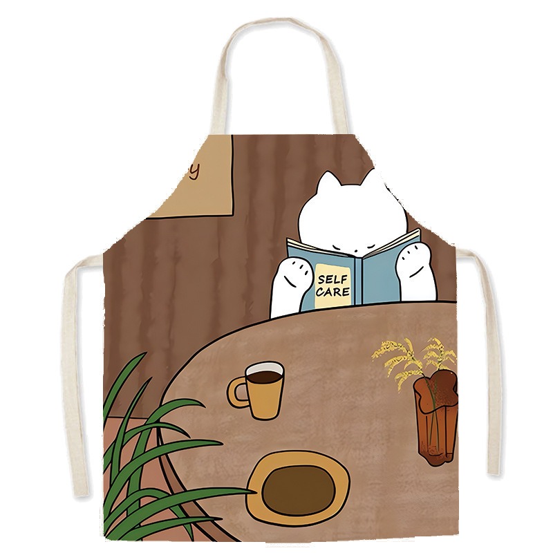 Celemek Cetak Kucing Putih Luc - Home Cooking Cafe ulasan dan harga