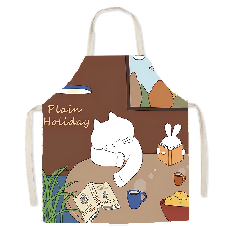Celemek Cetak Kucing Putih Luc - Home Cooking Cafe ulasan dan harga