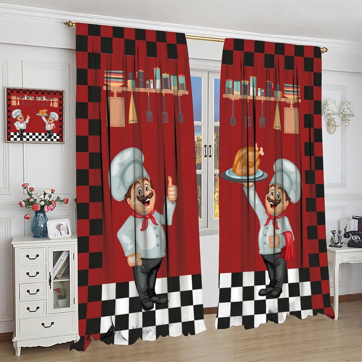 Tirai Dapur Koki, Tirai Jendel - Home Cooking Youtube ulasan dan harga